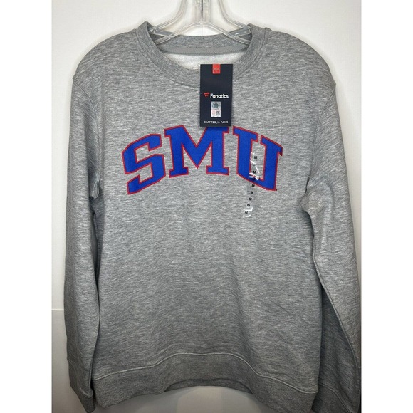 SMU Gray Sweatshirt Fanatics NEW New Southern Methodist Unisex Pullover MEDIUM - Picture 1 of 4